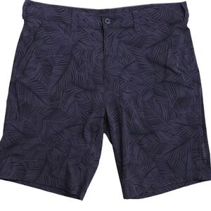 Eddie Bauer Mens 36 Shorts Black Gray Leaf Print Stretch Outdoor Hiking Casual